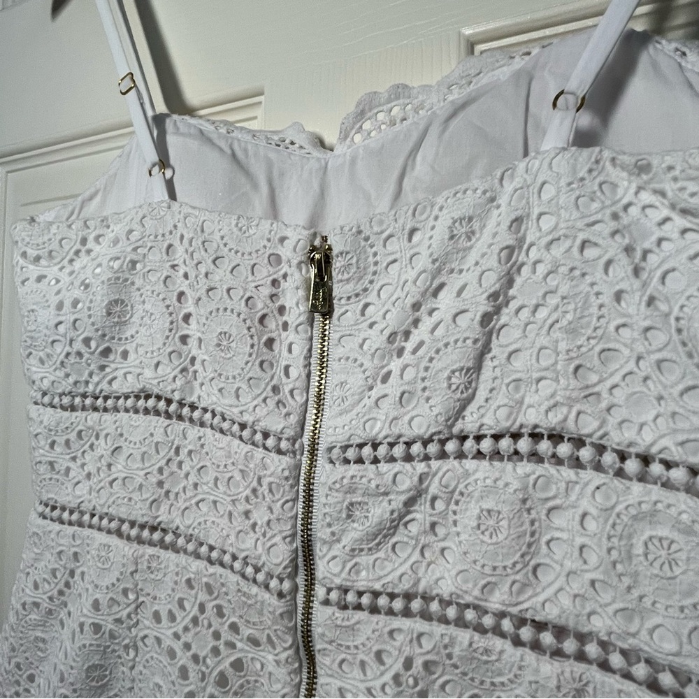 Lilly Pulitzer Jaida White Eyelet 100% Cotton Mini Dress Size 4 - Picture 7 of 13